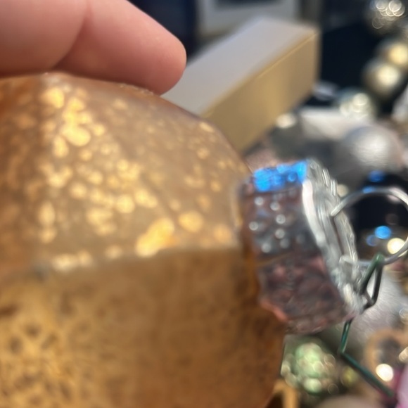 4- gold dipped mercury octagon  shaped glass ornaments: 3.5 inches - Picture 4 of 5